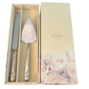 Lenox Forevermore 2 Piece Cake & Dessert Server Set Silver Plate With Gift Box